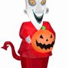 Inflatables * | Gemmy Airblown Lock From Nightmare Before Christmas Decor Disney, 4 Ft Tall, Red