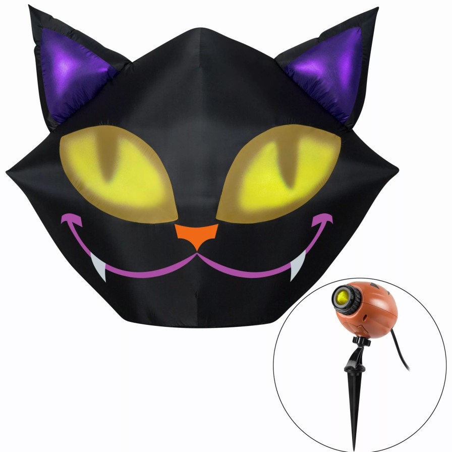 Inflatables * | Gemmy Projection Airblown Setiling Cat W/1 Eyescreams Projection Included (Yellow) , 4 Ft Tall