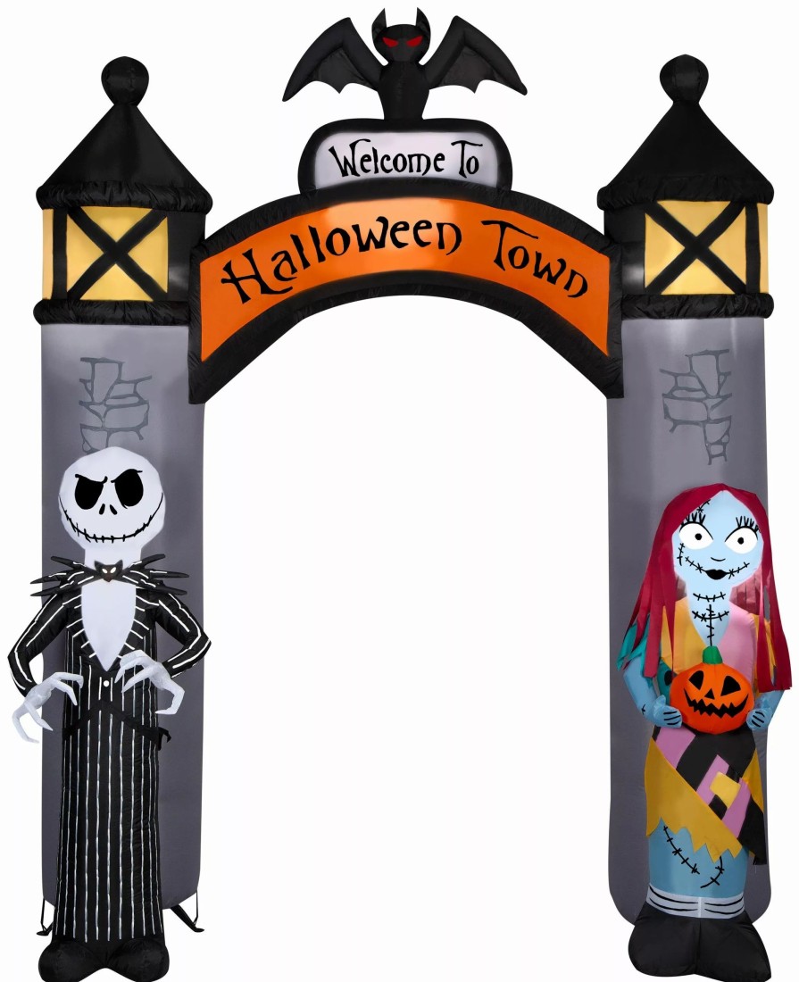 Inflatables * | Gemmy Airblown Nbc Welcome To Halloween Town Archway Disney, 8.5 Ft Tall, Grey