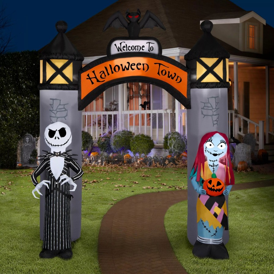 Inflatables * | Gemmy Airblown Nbc Welcome To Halloween Town Archway Disney, 8.5 Ft Tall, Grey