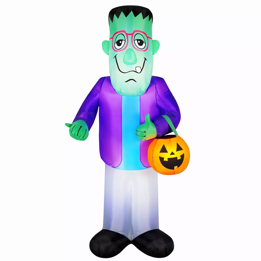 Inflatables * | Occasions 7 Inflatable Trick Or Treat Monster, 7 Ft Tall, Multicolored