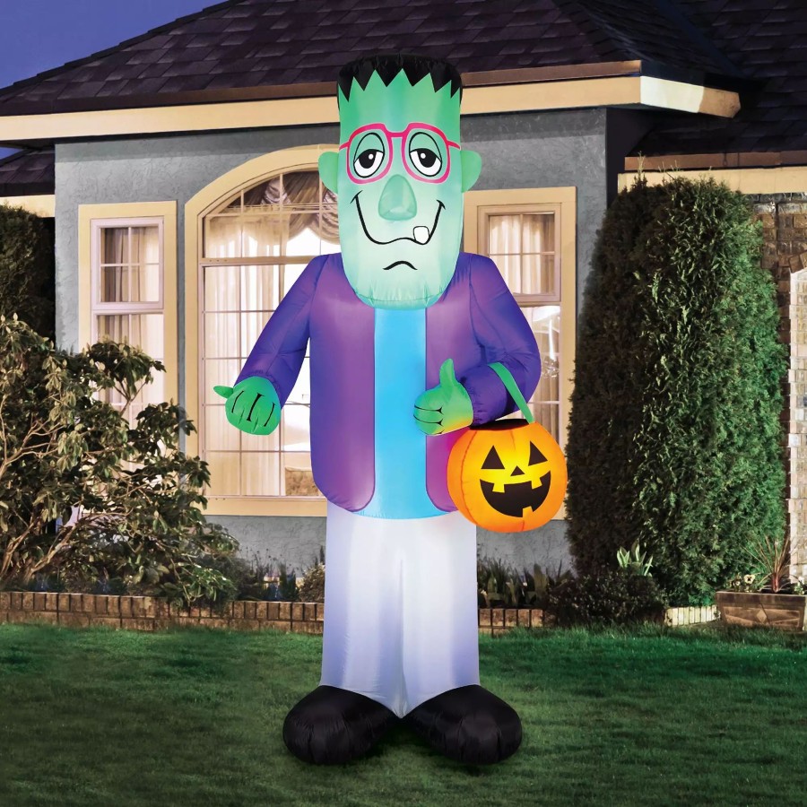 Inflatables * | Occasions 7 Inflatable Trick Or Treat Monster, 7 Ft Tall, Multicolored