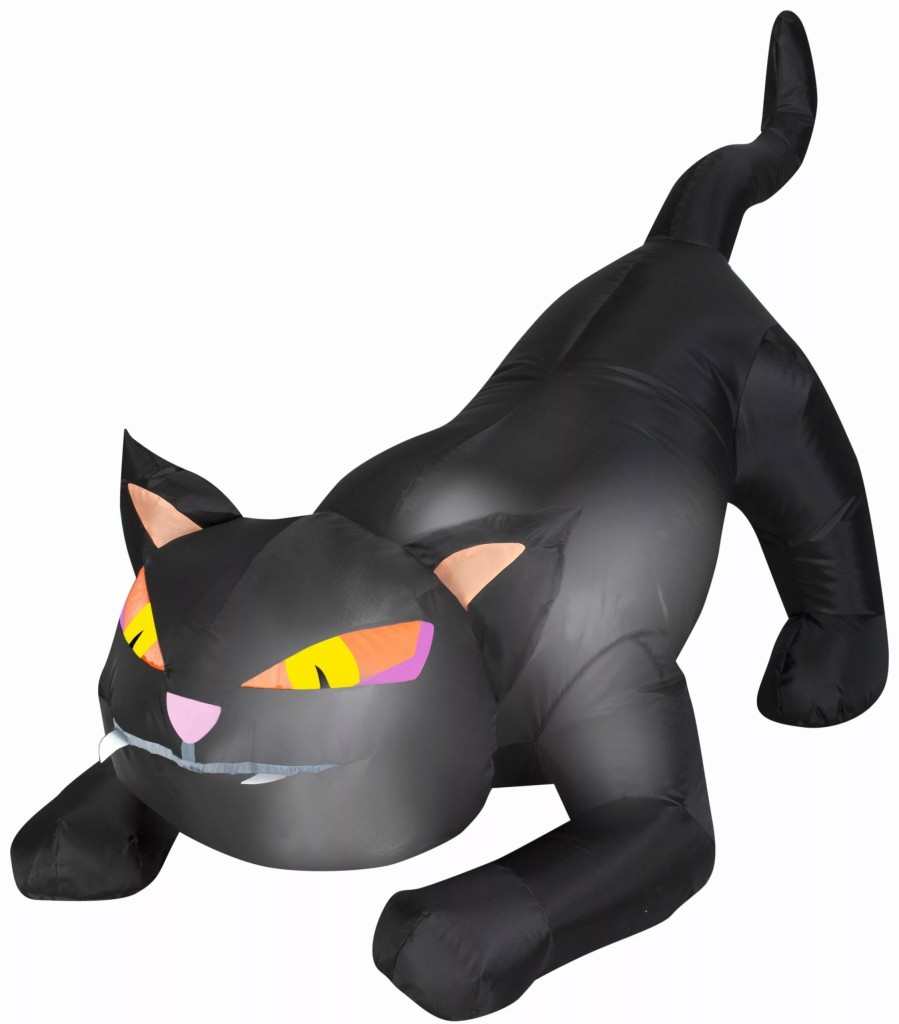 Inflatables * | 4 Wide Airblown Outdoor Black Cat W/ Tail Up Halloween Inflatable