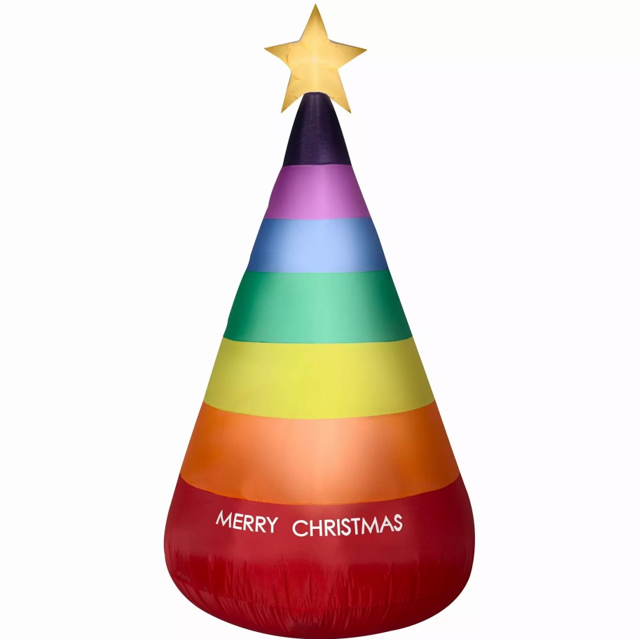 Inflatables * | Gemmy 7 Rainbow Lighted Inflatable Christmas Tree