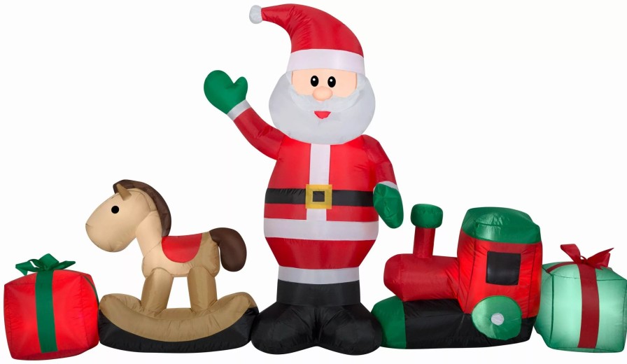 Inflatables * | Gemmy Christmas Airblown Inflatable Santa And Toys Collection Scene, 4 Ft Tall, Red