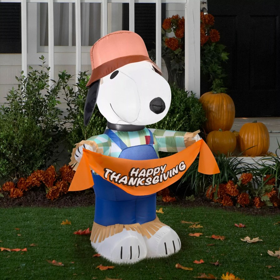 Inflatables * | 3.5 Airblown Snoopy As Scarecrow Thanksgiving Inflatable