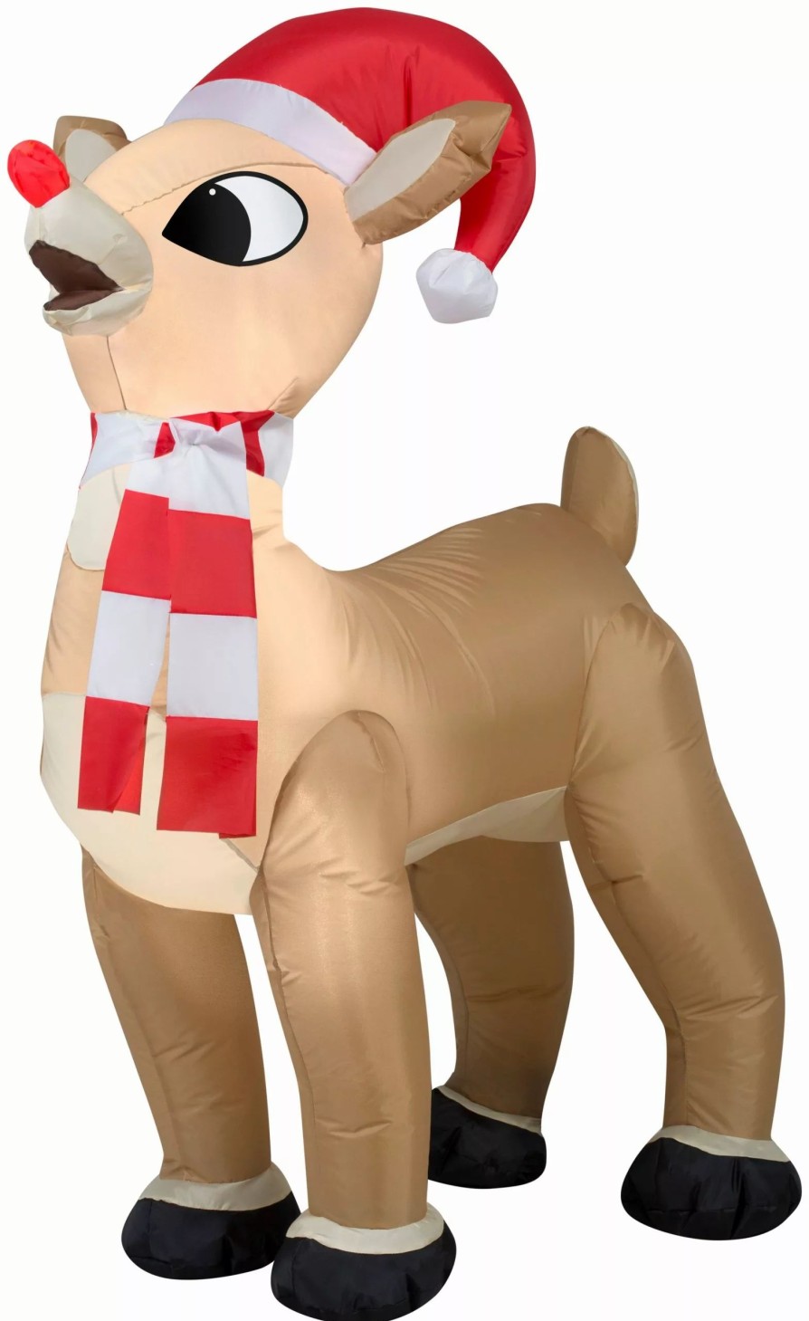 Inflatables * | Gemmy Christmas Airblown Inflatable Standing Rudolph W/Santa Hat & Scarf, 3.5 Ft Tall, Brown