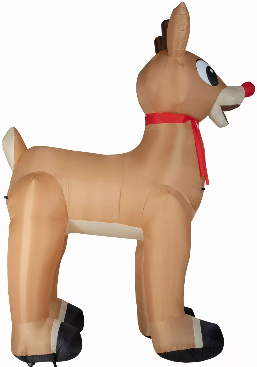 Inflatables * | Gemmy Christmas Airblown Inflatable Standing Rudolph W/Scarf Colossal Rudolph, Tall, Brown