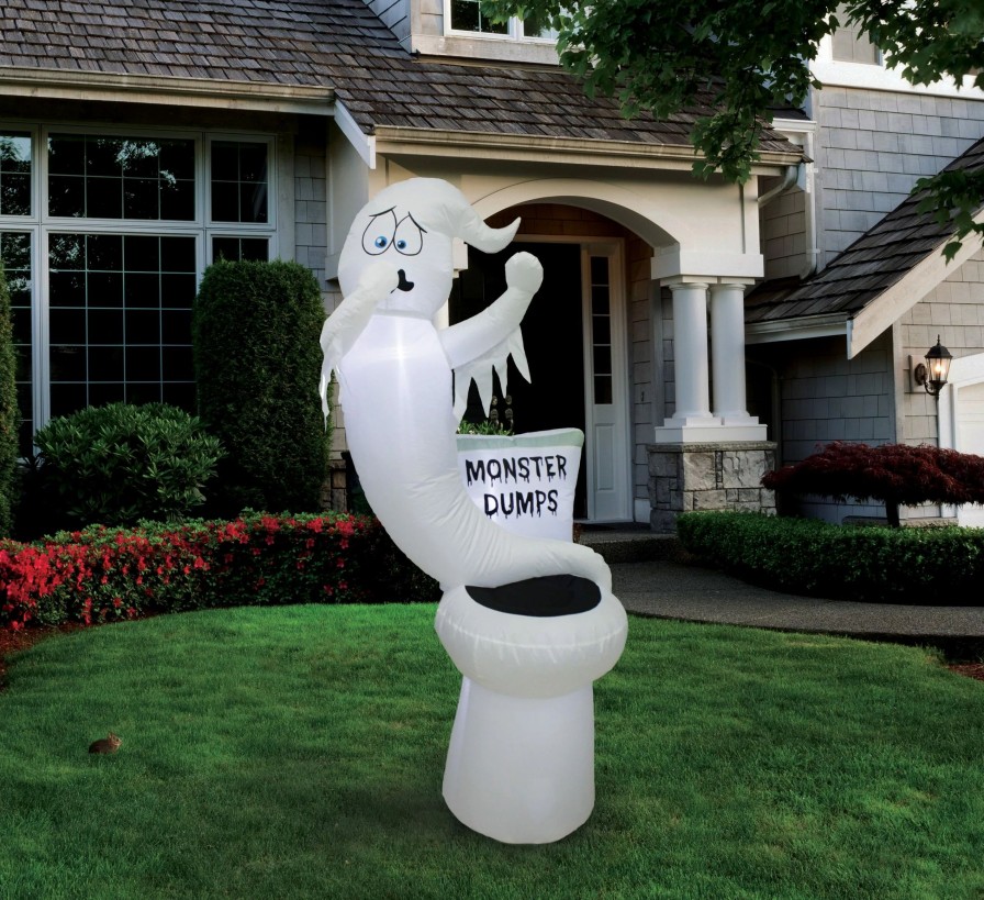 Inflatables * | A Holiday Company 5Ft Inflatable Glowing Toilet Monster Dumps, 5 Ft Tall, Multi