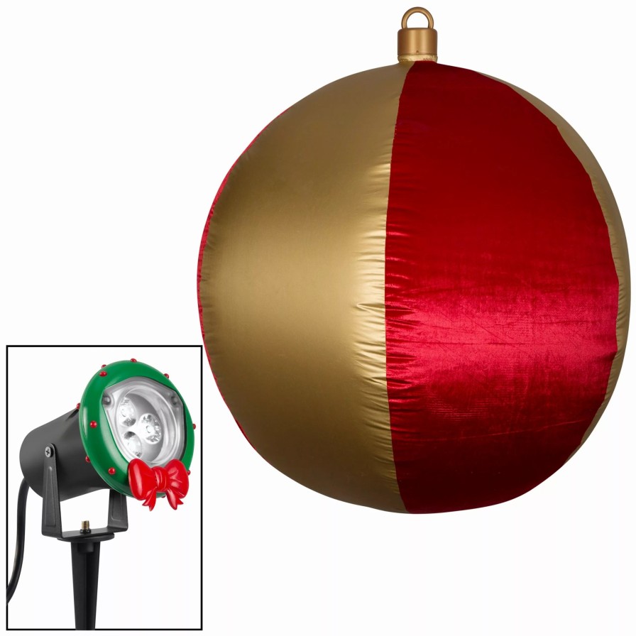 Inflatables * | Gemmy Airblown Inflatable Mixed Media Hanging Velvet Ornament Round Vertical Stripes W/External Spotlight, 4.5 Ft Tall