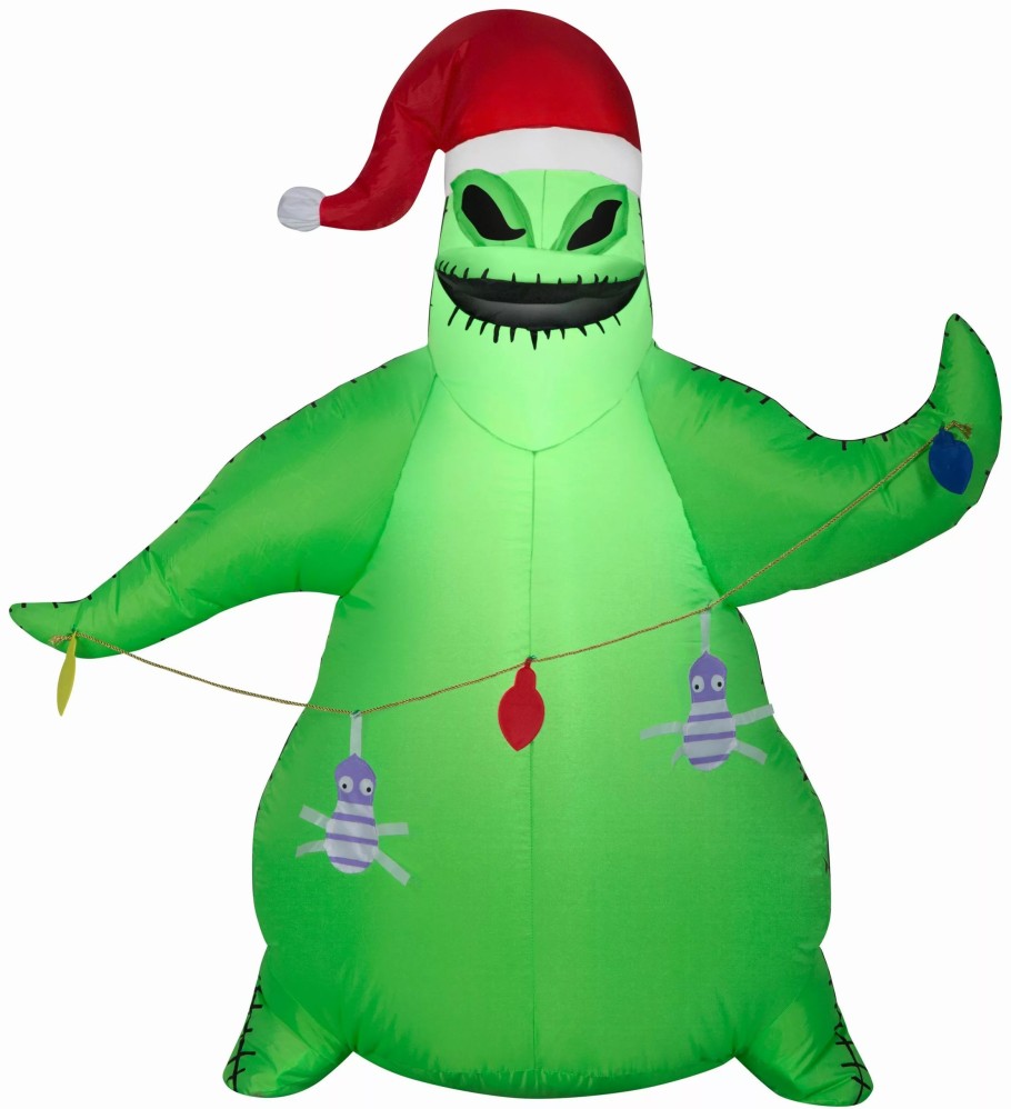 Inflatables * | Gemmy Airblown Inflatable Oogie Boogie In Santa Hat With Light String, 3.5 Ft Tall