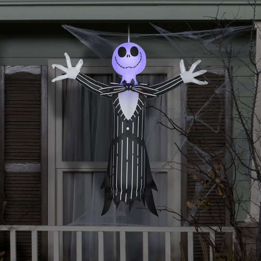 Inflatables * | Gemmy Airblown Hanging Jack Skellington W/Blinking Lights Disney, 4 Ft Tall, Multi