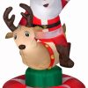 Inflatables * | Gemmy Animated Christmas Airblown Inflatable Santa & Reindeer Rodeo Scene, 6.5 Ft Tall, Multi