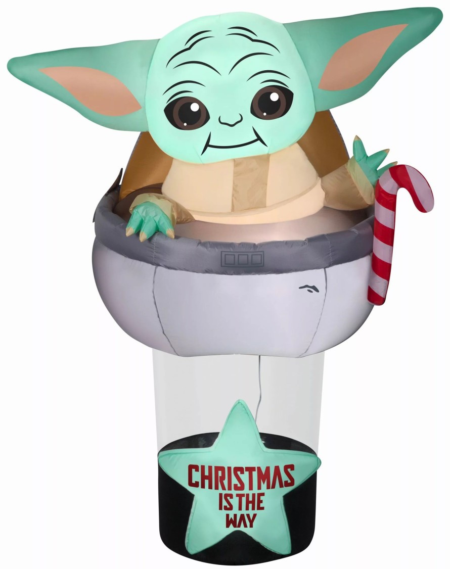 Inflatables * | Gemmy Christmas Airblown Inflatable The Child In Pod Scene Star Wars, 6 Ft Tall, Grey