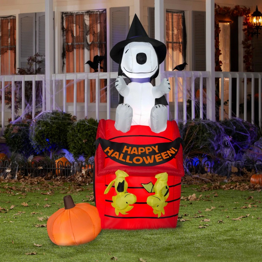 Inflatables * | Gemmy Airblown Snoopy Halloween House W/Leds Scene Peanuts, 6 Ft Tall, Multi