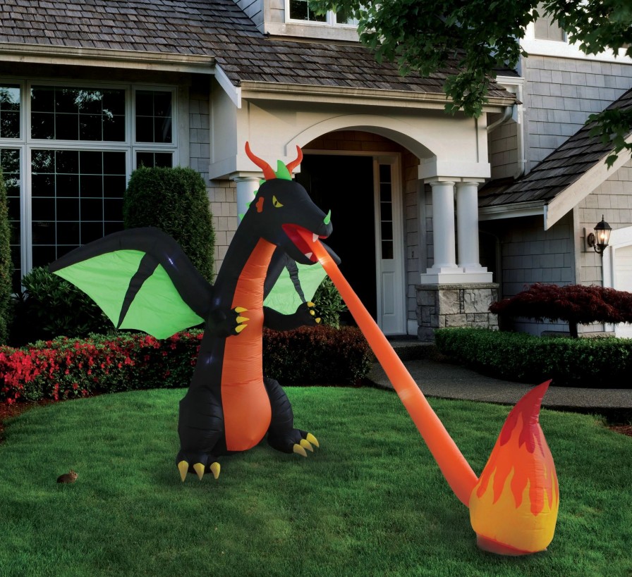 Inflatables * | A Holiday Company 8Ft Inflatable Fire Breathing Dragon, 8 Ft Tall, Multi