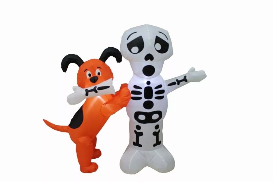 Inflatables * | A Holiday Company 4Ft Inflatable Skeleton With Dog, 4 Ft Tall, Multi