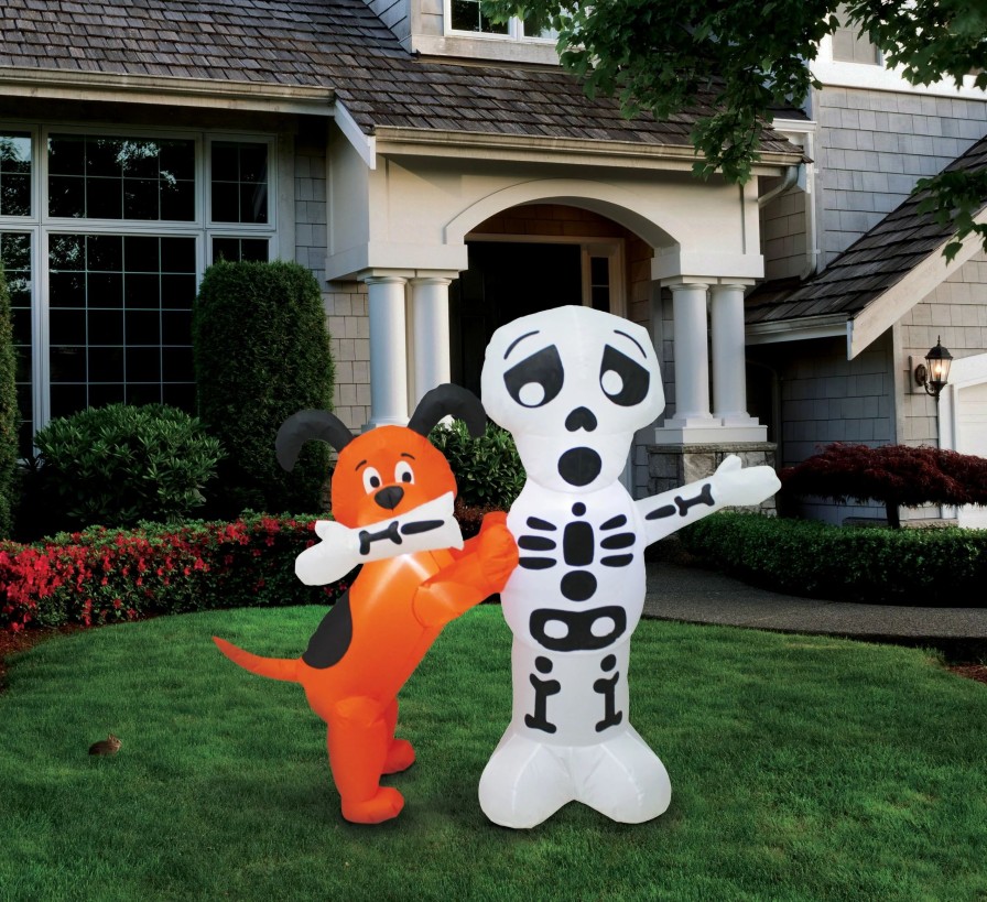 Inflatables * | A Holiday Company 4Ft Inflatable Skeleton With Dog, 4 Ft Tall, Multi