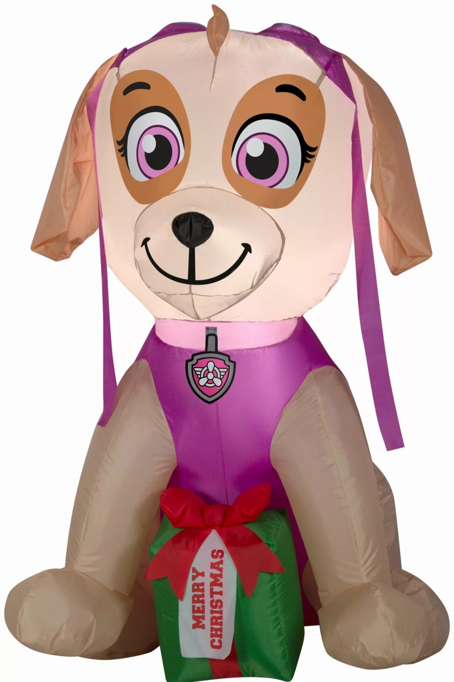 Inflatables * | Gemmy Christmas Airblown Inflatable Skye With Present, 3 Ft Tall, Pink