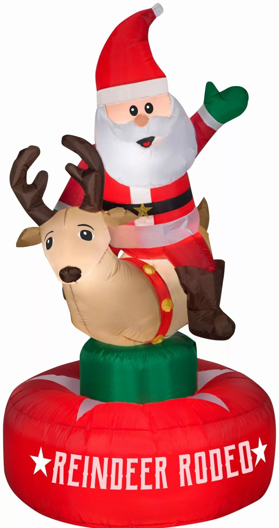 Inflatables * | Gemmy 6.5 Animated Airblown Inflatable Santa & Reindeer Rodeo Scene