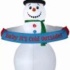 Inflatables * | 8 Animated Airblown Snowman W/Banner Christmas Inflatable