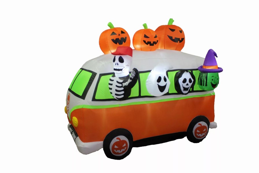 Inflatables * | A Holiday Company 7Ft Inflatable Halloween Vintage Bus, 6 Ft Tall, Multi