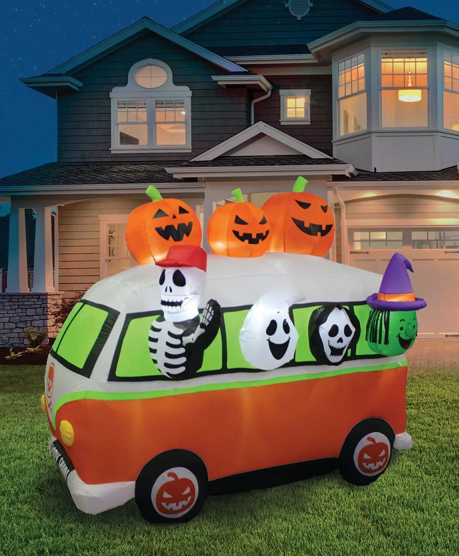 Inflatables * | A Holiday Company 7Ft Inflatable Halloween Vintage Bus, 6 Ft Tall, Multi