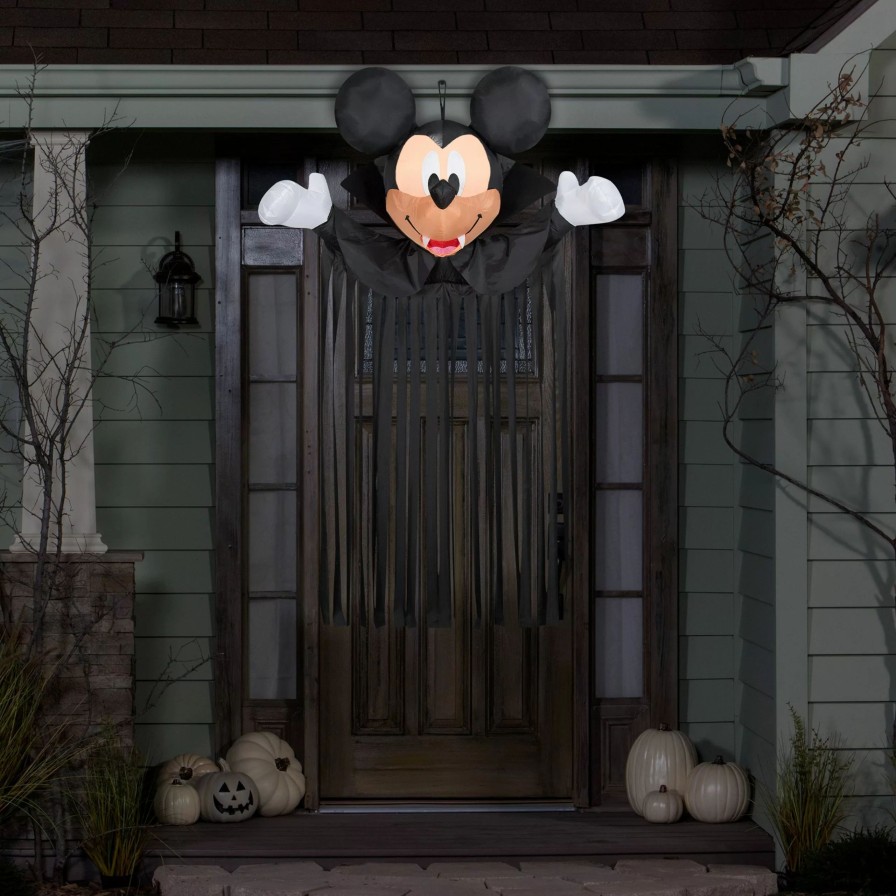 Inflatables * | Gemmy Airblown Door Hanger Mickey Head W/Streamers, 6.5 Ft Tall, Black