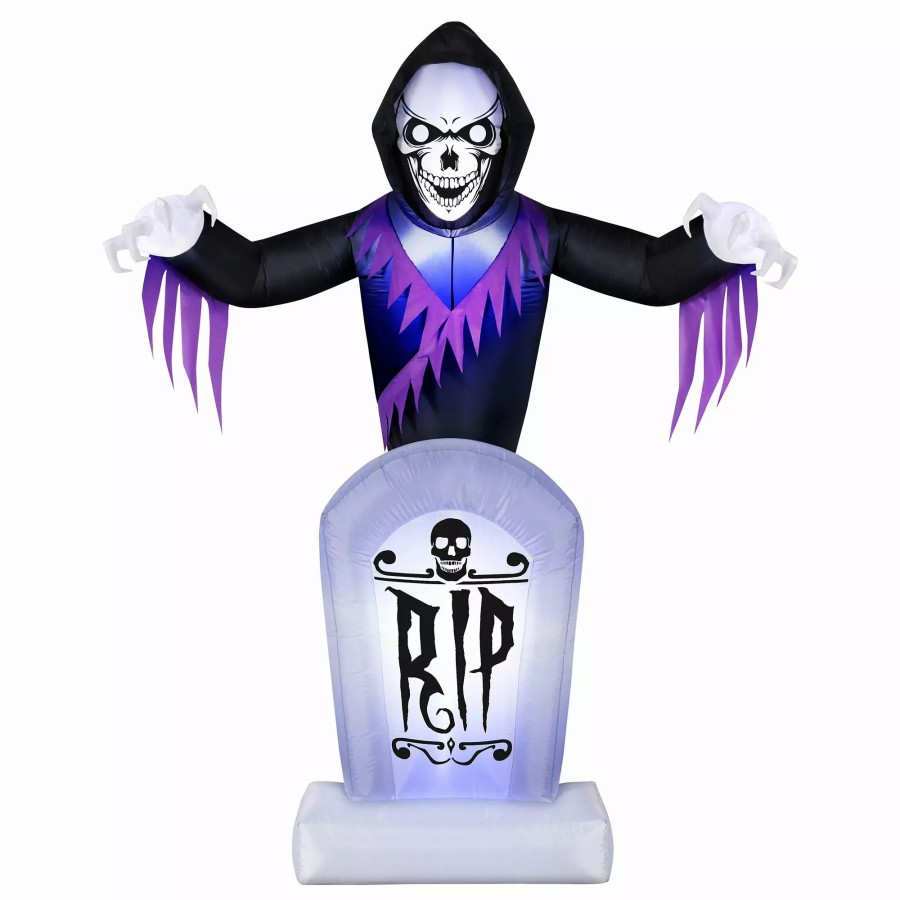 Inflatables * | Occasions 8 Animated Inflatable Reaper Behind Tombstone, 8 Ft Tall, Multicolored