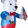 Inflatables * | Gemmy Airblown Inflatable Patriotic Polar Bear, 4 Ft Tall