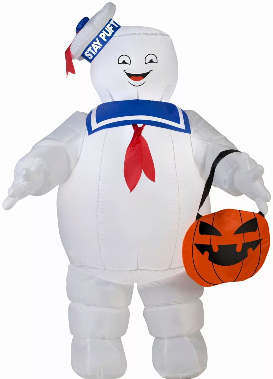 Inflatables * | 3.5 Airblown Stay Puft W/ Pumpkin Tote Ghostbusters Halloween Inflatable