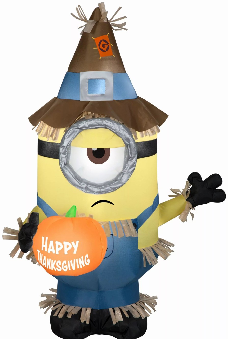 Inflatables * | Gemmy 3 Airblown Inflatable Minion Stuart W/Thanksgiving Banner Universal