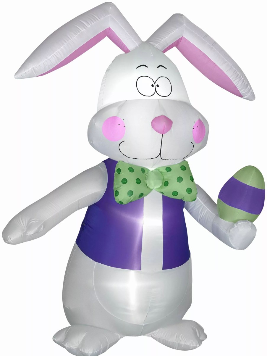 Inflatables * | Gemmy 7 Ft Airblown White Bowtie Bunny W/Vest, White