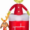 Inflatables * | Gemmy Animated Christmas Airblown Inflatable Grinch In Chimney, 6 Ft Tall, Red