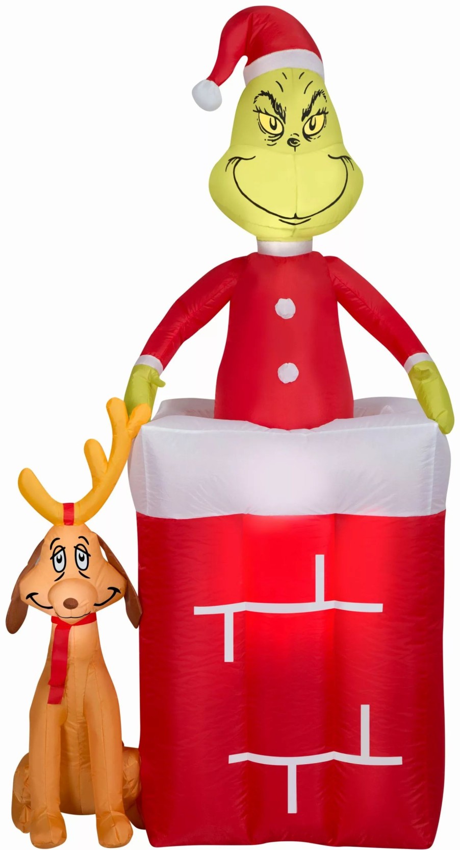 Inflatables * | Gemmy Animated Christmas Airblown Inflatable Grinch In Chimney, 6 Ft Tall, Red