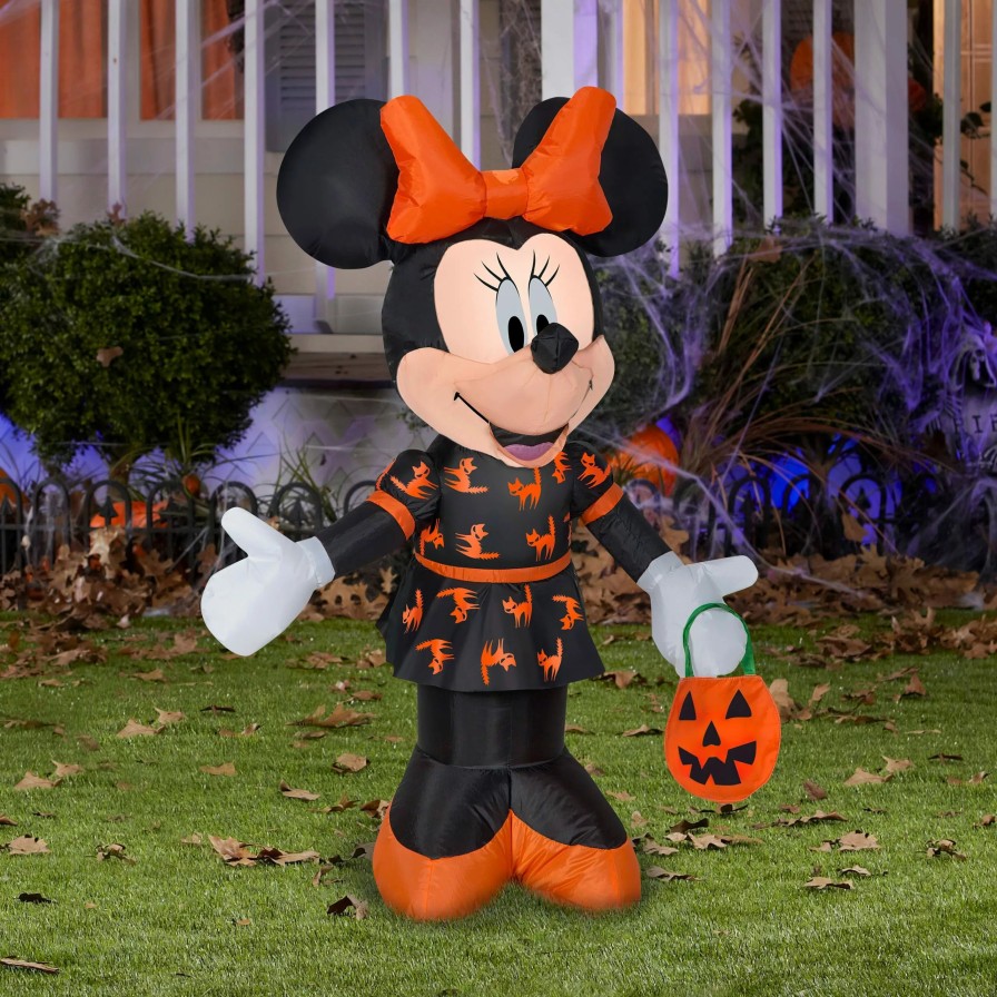 Inflatables * | 3.5 Airblown Minnie In Black And Orange Dress Halloween Inflatable