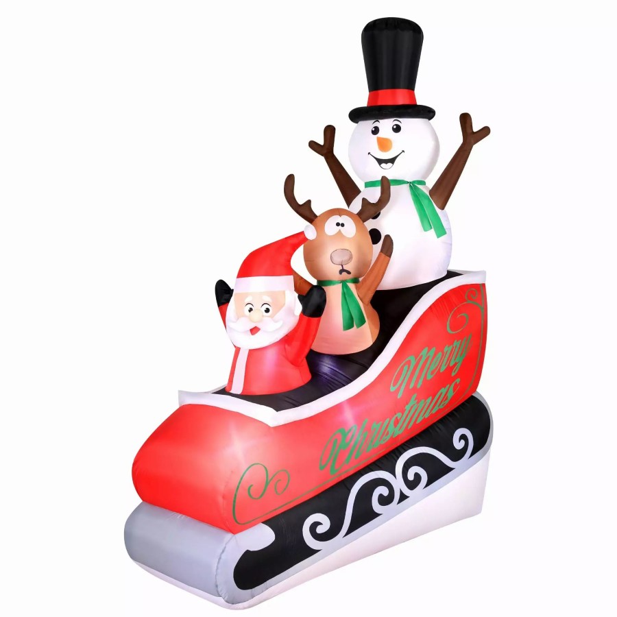 Inflatables * | Occasions Airflowz Inflatable Santa Sleigh Ride 8Ft, 8 Ft Tall, Red