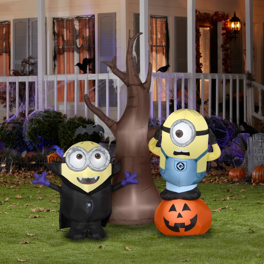 Inflatables * | Gemmy Airblown Minions W/Tree And Pumpkin Scene Universal, 5.5 Ft Tall, Multi