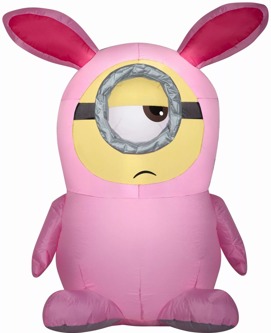 Inflatables * | Gemmy Airblown Inflatable Stuart In Pink Bunny Suit, 3.5 Ft Tall, Pink