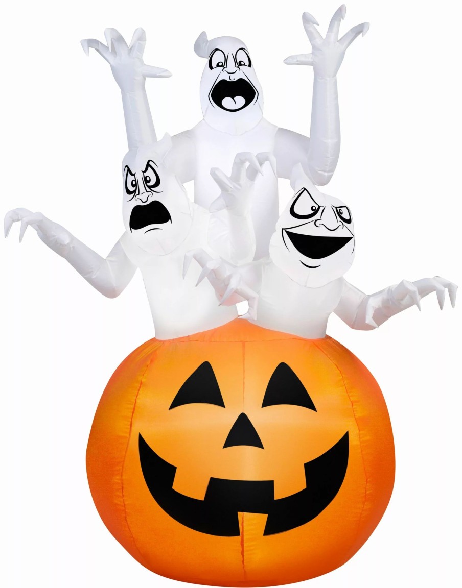 Inflatables * | 6 Airblown Three Ghosts In Pumpkin Halloween Inflatable