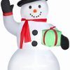 Inflatables * | Gemmy Christmas Airblown Inflatable Snowman W/Gift Box Giant, 10 Ft Tall, White