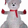 Inflatables * | Gemmy Animated Airblown Inflatable Hugging Candy Sprinkles Bear W/Santa Hat And Scarf Giant, 8.5 Ft Tall