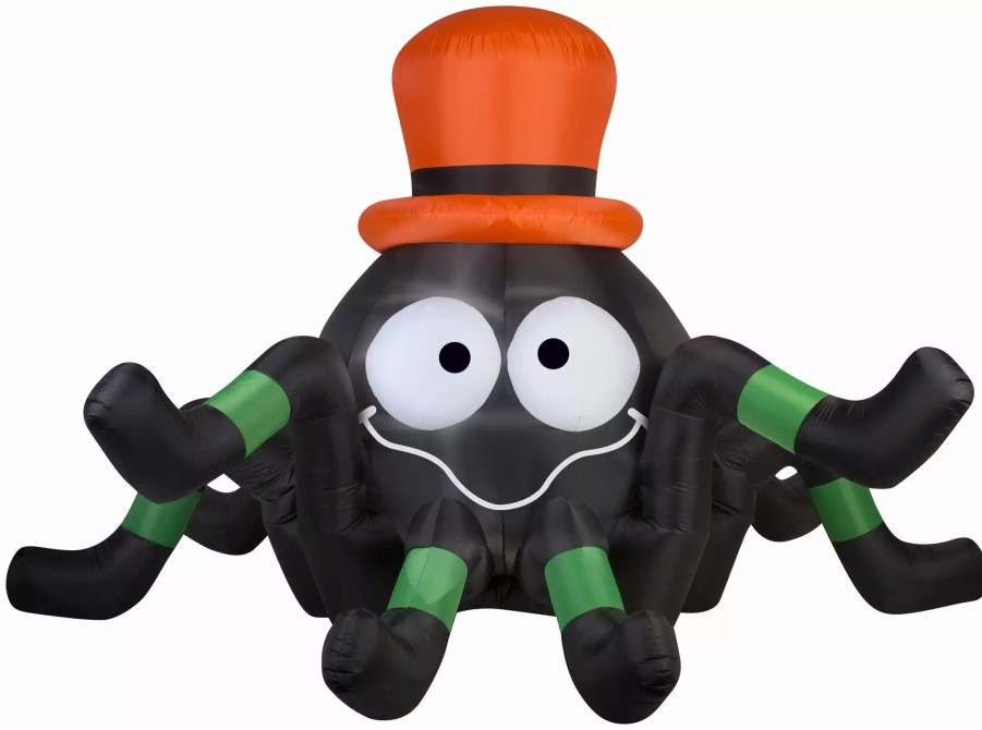 Inflatables * | 6 Wide Airblown Spider With Orange Hat Halloween Inflatable