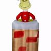 Inflatables * | 5.5 Animated Airblown Grinch Popping Out Of Chimney Grinch Christmas Inflatable