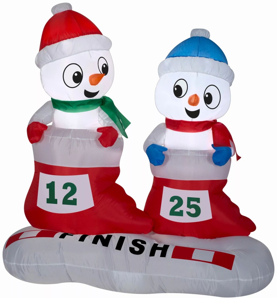 Inflatables * | 4 Airblown Snowman In Stocking Races Christmas Inflatable