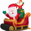 Inflatables * | Gemmy Christmas Airblown Inflatable Inflatable Santa And Elf In Sleigh, 3.5 Ft Tall, Red