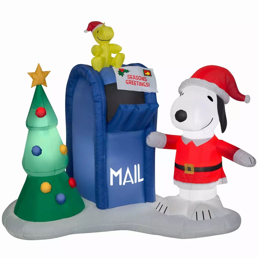 Inflatables * | 6.5 Airblown Snoopy And Woodstock W/Mailbox Scene Peanuts Christmas Inflatable